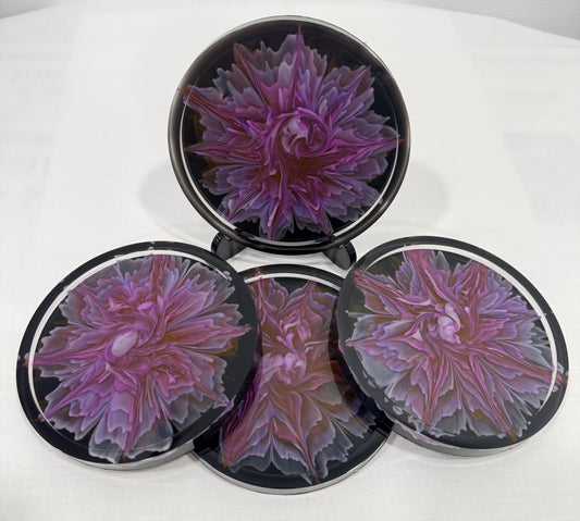 Epoxy 4 1/2" Round Coasters - 3D Bloom