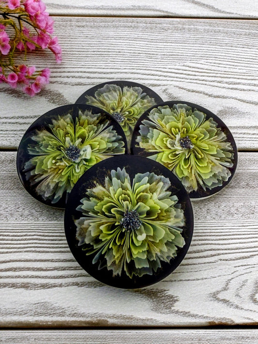 Epoxy 3 1/2" Round Coasters - 3D Bloom