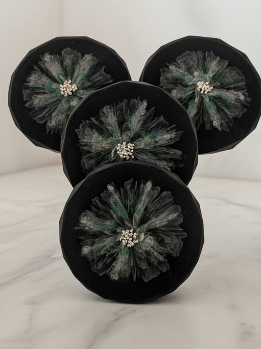 4 3/4" Round Crystal Edge Coasters - 3D Bloom