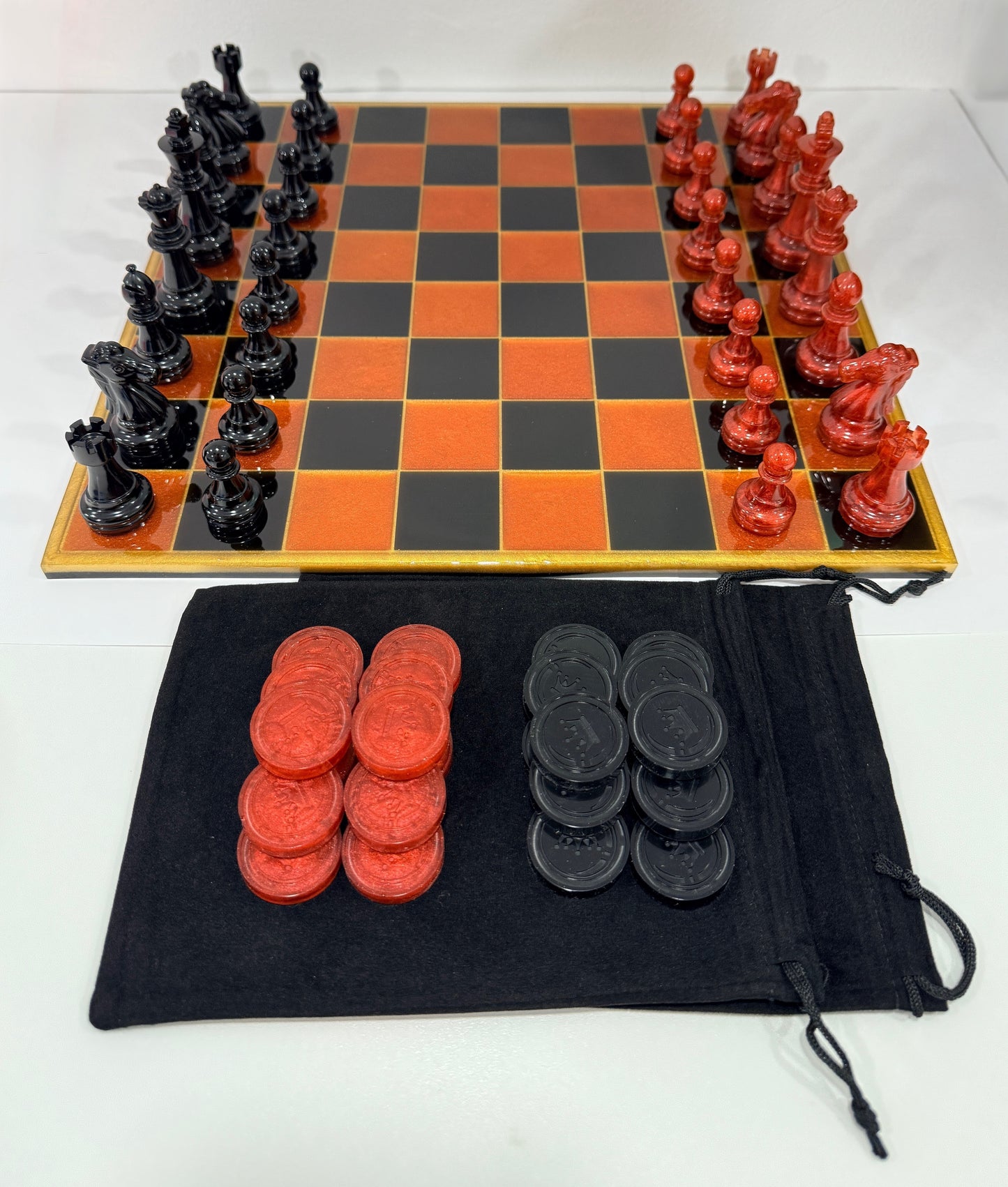 Custom Chess Set - Red & White